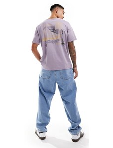 Timberland - T-shirt lilla con stampa di scarponcino sul retro-Viola