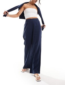 Vero Moda - Pantaloni a fondo ampio blu navy con vita elasticizzata