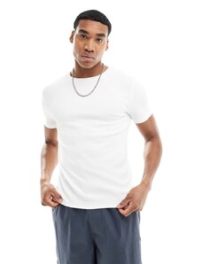 ASOS DESIGN - Confezione da 2 t-shirt attillate bianche a coste-Bianco