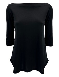 A rovescio t-shirt donna manica tre quarti in cotone supima nero