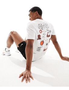 Nike Training - T-shirt bianca con grafica "Work out" sulla schiena-Bianco