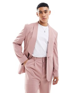 ASOS DESIGN - Giacca da abito rosa con rever sciallato ampio