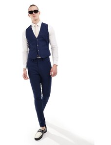 ASOS DESIGN Wedding - Pantaloni da abito skinny blu navy microtesturizzati