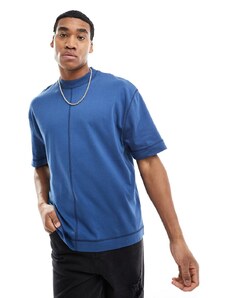 ASOS DESIGN - T-shirt oversize blu navy con cuciture a vista