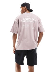 ASOS DESIGN - T-shirt oversize lilla con scritta stampata sul retro-Grigio