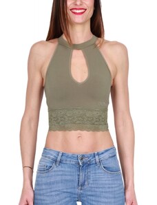 Guess TOP CROPPED A COSTINE, VERDE