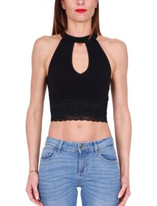 Guess TOP CROPPED A COSTINE, NERO
