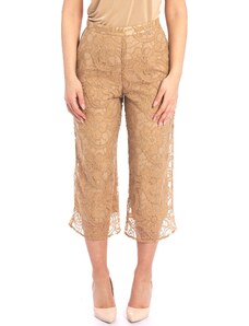 PANTALONE CROPPED TWINSET ACTITUDE IN PIZZO, Colore Beige