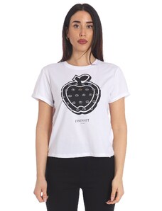 T-SHIRT TWINSET CON STAMPA MELA, Colore Bianco