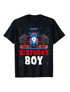 Race Car Birthday Party Racing Family Party Store Bandiera 9° compleanno bambino auto da corsa 9 anni pilota bambino Maglietta