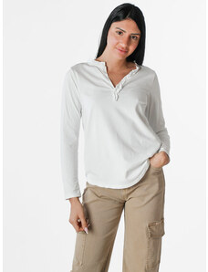 Daystar T-shirt Donna a Maniche Lughe Con Scollo V Manica Lunga Bianco Taglia Unica