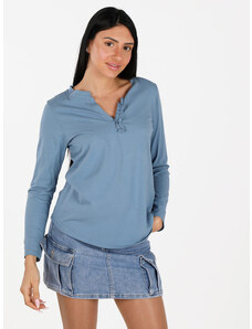 Daystar T-shirt Donna a Maniche Lughe Con Scollo V Manica Lunga Blu Taglia Unica