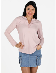 Daystar T-shirt Donna a Maniche Lughe Con Scollo V Manica Lunga Rosa Taglia Unica