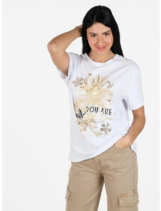 Agape T-shirt Donna In Cotone Con Stampa Manica Corta Beige Taglia Unica