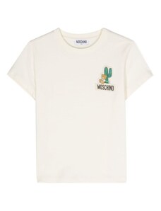 MOSCHINO KIDS T-shirt bianca patch cactus