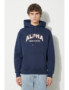 Alpha Industries felpa College Hoody uomo colore blu navy con cappuccio 146331