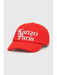 Kenzo berretto da baseball in cotone colore rosso con applicazione FE58AC511F42.21