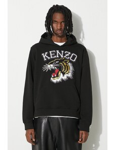 Kenzo felpa in cotone Tiger Varsity Slim Hoodie uomo colore nero con cappuccio con applicazione FE55SW1864MF.99J