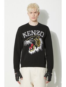 Kenzo felpa in cotone Tiger Varsity Slim Sweatshirt uomo colore nero con applicazione FE55SW1844MF.99J