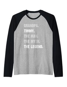 Personalized Grandpa Gifts For Grandpa The Man Uomo Regali personalizzati Nonno Timmy Man Myth Legend Nonno Maglia con Maniche Raglan