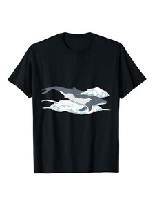 Novelty Funny Fashion T Gifts La balena vola tra le nuvole bianche L'amante delle balene Uomini Donne Maglietta