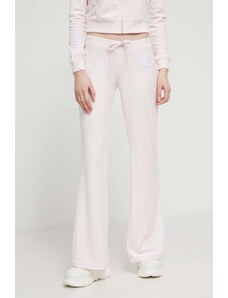 Juicy Couture pantaloni da tuta in velluto colore rosa con applicazione