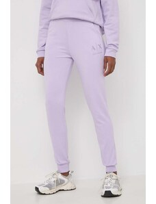 Armani Exchange pantaloni da jogging in cotone colore violetto 3DYP82 YJFDZ