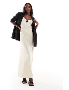 Kaiia - Vestito lungo color crema aperto sul retro con laccetti e spalline sottili a contrasto-Multicolore