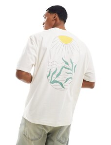 ASOS DESIGN - T-shirt oversize bianca con stampa di sole sul retro-Bianco