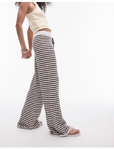 Topshop - Pantaloni in maglia a righe bianche e marroni-Multicolore