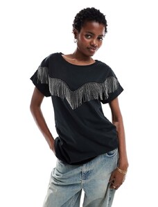 AllSaints - Imo Boy - T-shirt nera con nappe-Nero