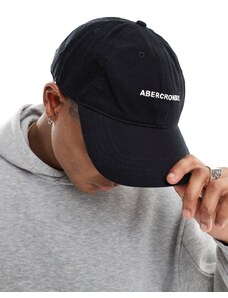 Abercrombie & Fitch - Cappellino con visiera nero con logo piccolo