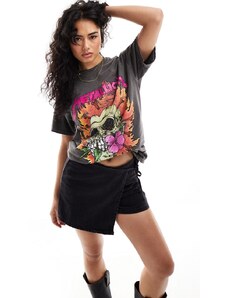 ASOS DESIGN - T-shirt oversize antracite slavato con stampa dei Metallica-Grigio