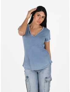 Solada T-shirt Donna Con Scollo a V Manica Corta Blu Taglia Unica
