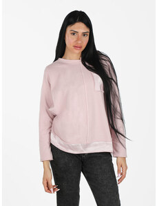 Daystar T-shirt Donna Oversize Con Taschino Manica Lunga Rosa Taglia Unica