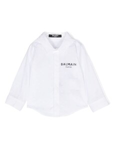 BALMAIN KIDS Camicia bianca neonato mini logo