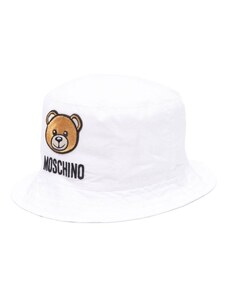 MOSCHINO KIDS Cappello bianco bucket ricamo Teddy Bear