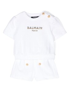 BALMAIN KIDS Set t-shirt/short bianco neonata