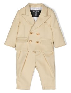 BALMAIN KIDS Set giacca/pantalone beige neonato lana vergine