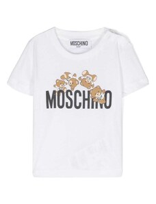 MOSCHINO KIDS T-shirt bianca stampa logo Teddy neonato