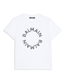 BALMAIN KIDS T-shirt bianca logo circolare