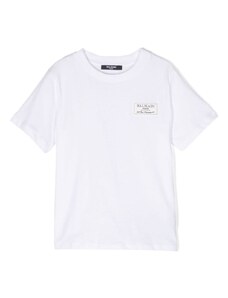 BALMAIN KIDS T-shirt bianca patch logo