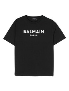 BALMAIN KIDS T-shirt nera logo stampa