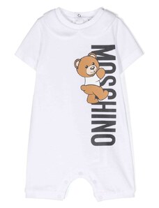 MOSCHINO KIDS Tutina bianca neonato Teddy bear verticale