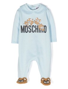MOSCHINO KIDS Tutina azzurra neonato piedi Teddy bear