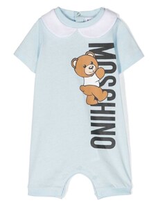 MOSCHINO KIDS Tutina azzurra neonato Teddy bear verticale