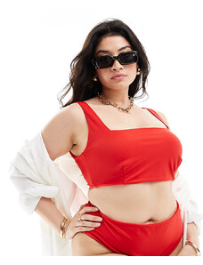 ASOS Curve ASOS DESIGN Curve - Maya - Top bikini rosso con scollo squadrato
