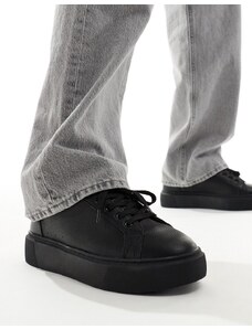 ASOS DESIGN - Sneakers stringate con suola spessa nere-Nero