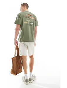 Carhartt WIP - T-shirt verde con stampa di pesce sul retro