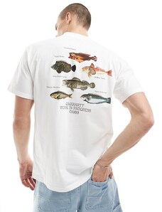 Carhartt WIP - T-shirt bianca con stampa di pesce sul retro-Bianco